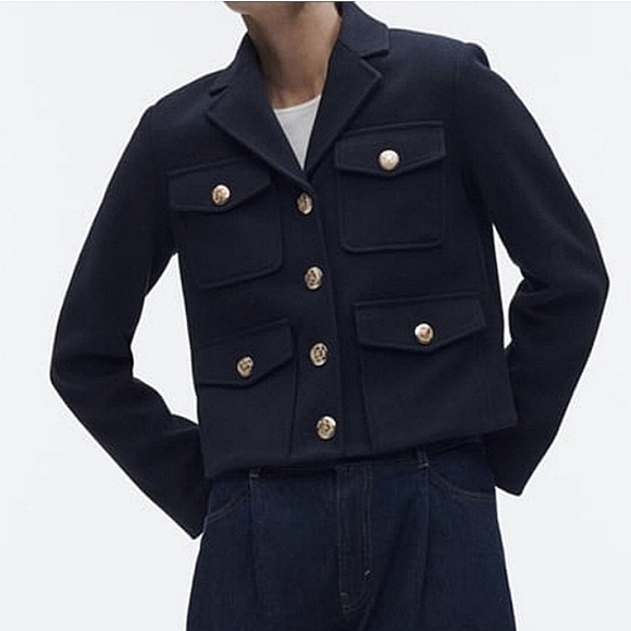 Zara-Cropped Gold Button Jacket-Size S - Picture 6 of 17